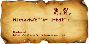 Mitterhöfer Urbán névjegykártya